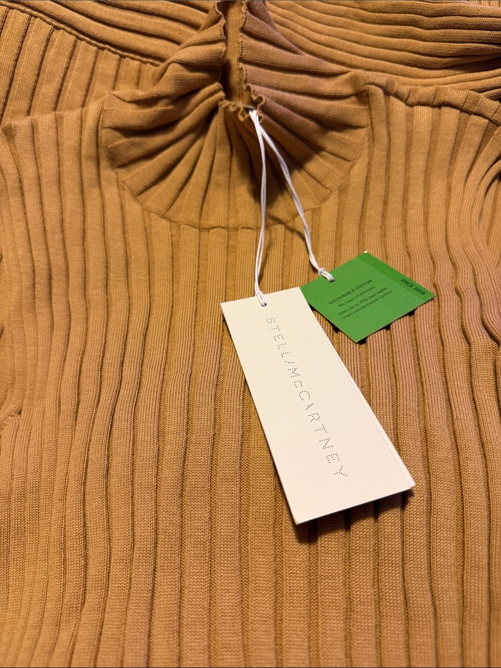 Stella McCartney Sleeveless Ribbed Midi Dress in Camel Beige - Picture 4 of 7